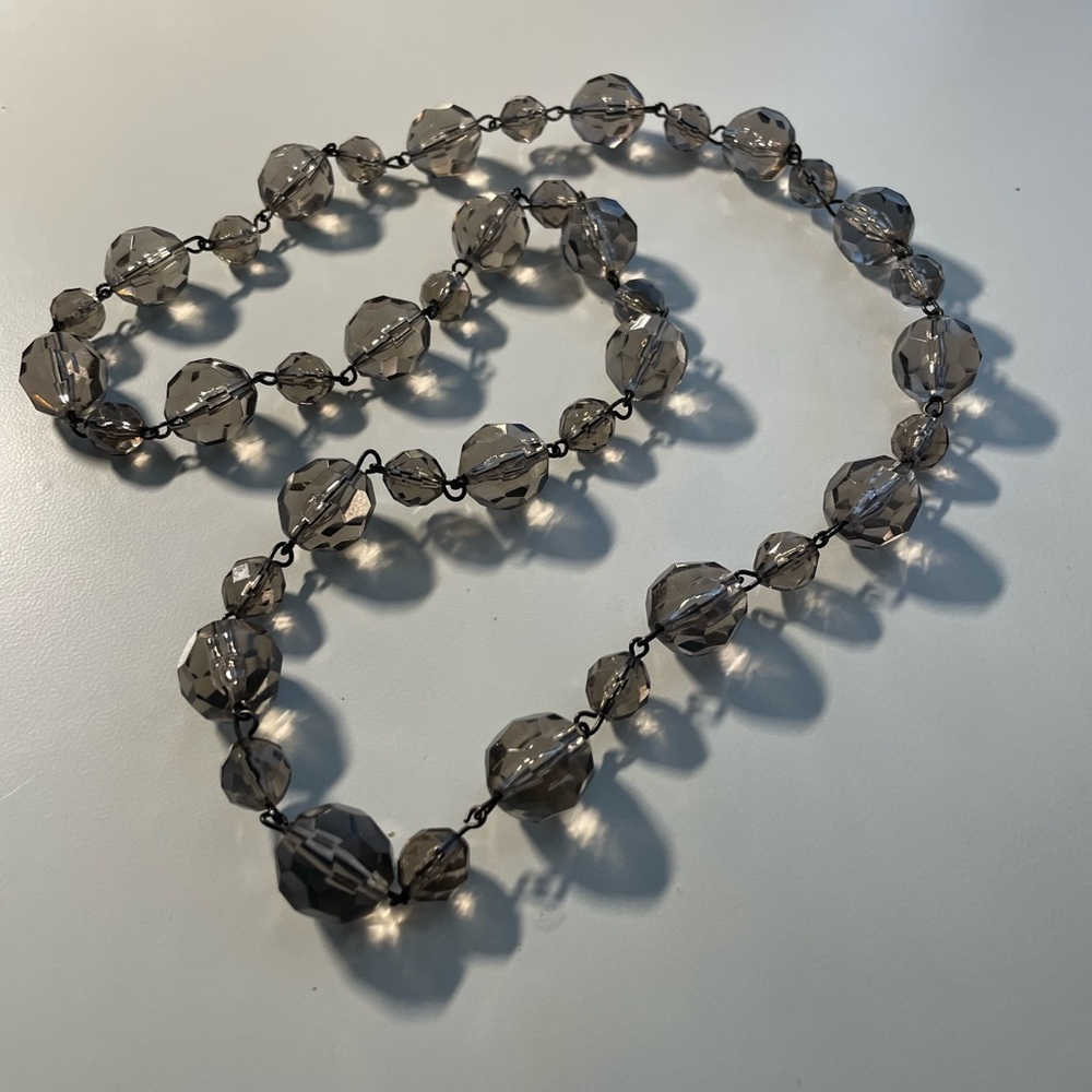Elegant Smoky Quartz Tone Beaded Necklace